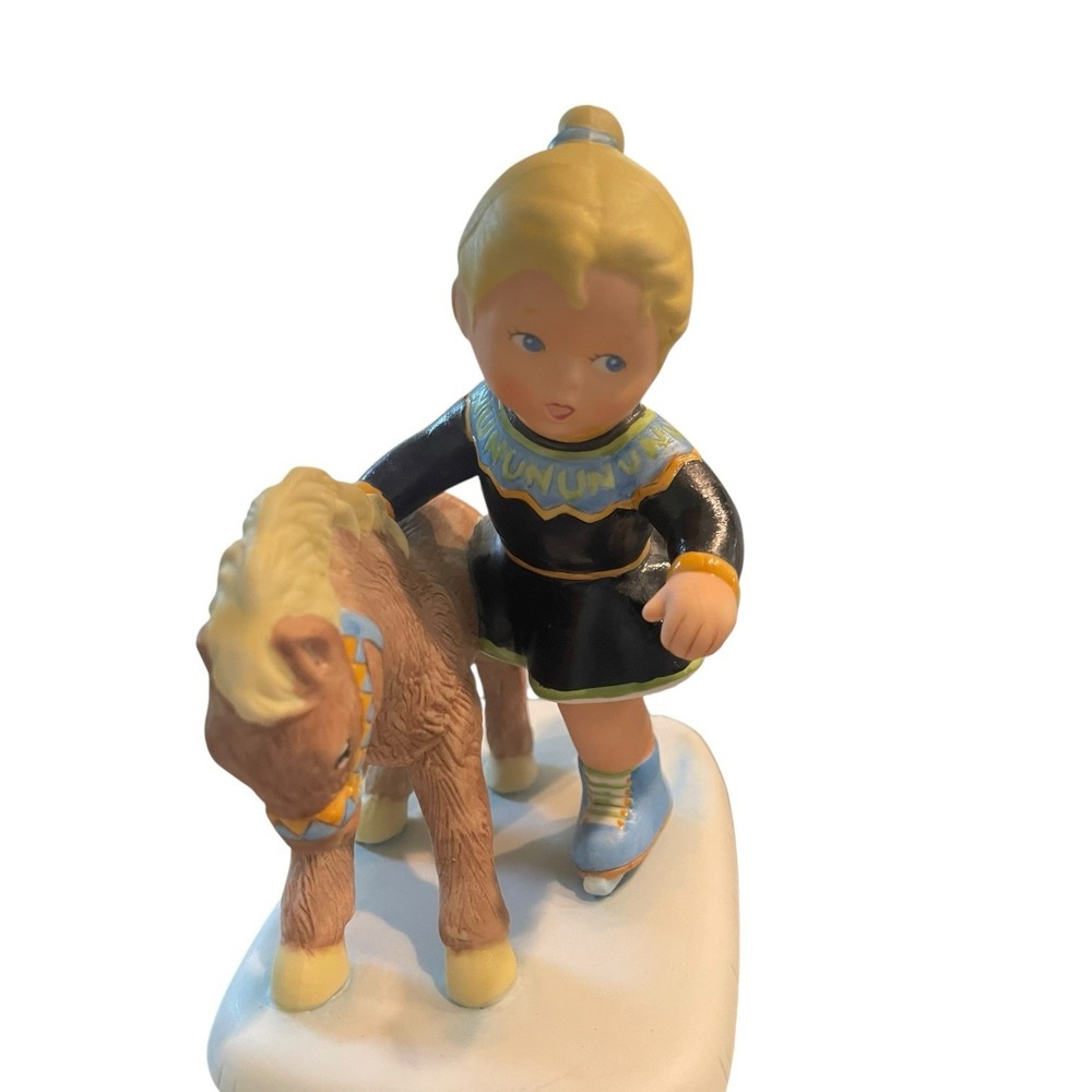 Franklin‎ Porcelain Inga Iceland UN Children 83' Girl Pony Blue Nordic Rare